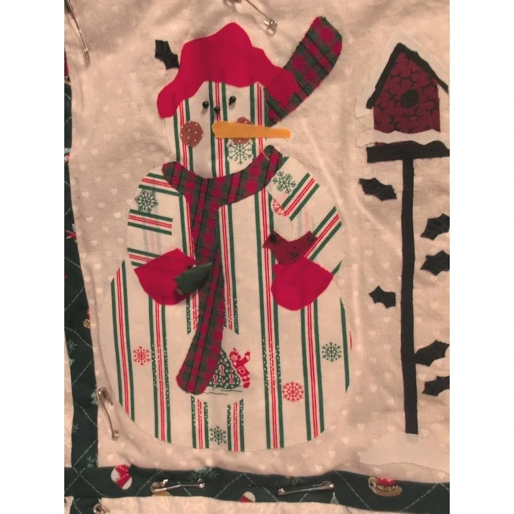Vtg Partial Complete Christmas Folk Art Barn Style Quilt Or Wall Hanging 36